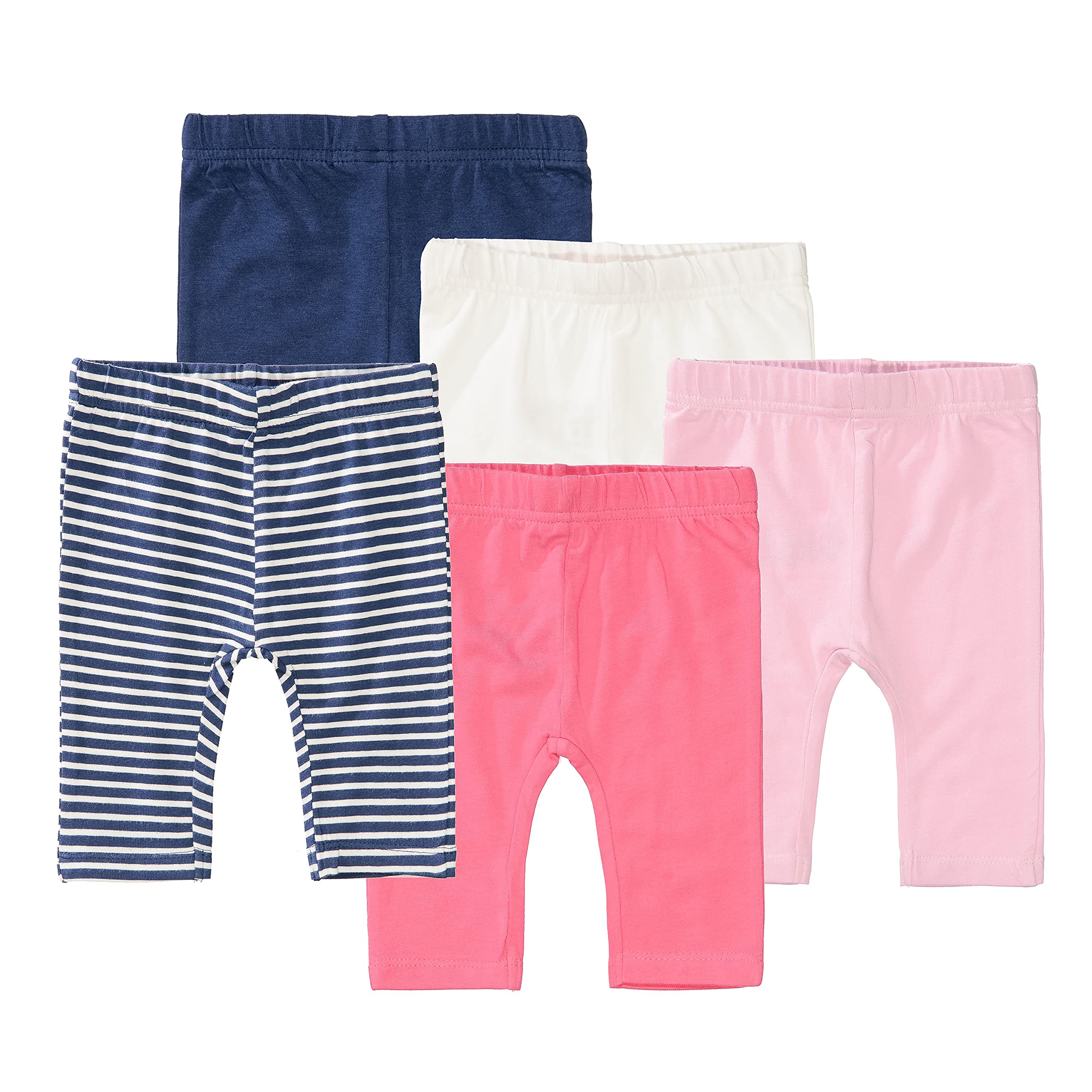 Staccato Leggings Baby Mädchen 5er Set - Bio-Baumwolle, Organic Cotton, elastisch - Farben: Pink, Rosa, Weiß, Blau, Blau gestreift, Größen: 50-92