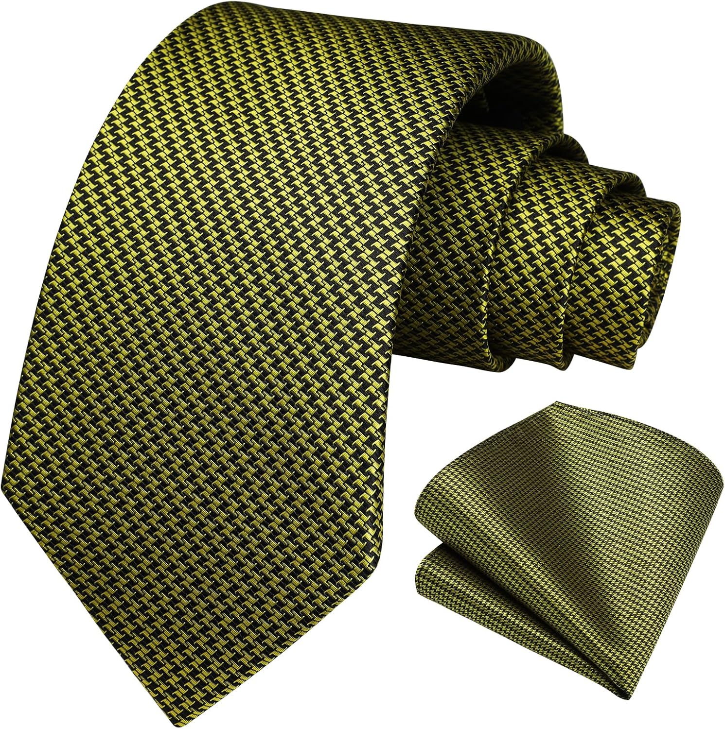 HISDERN Mens Ties Solid Color Tie and Pocket Square Set Classic Woven Formal Neckties & Handkerchief Wedding Party - Image 3