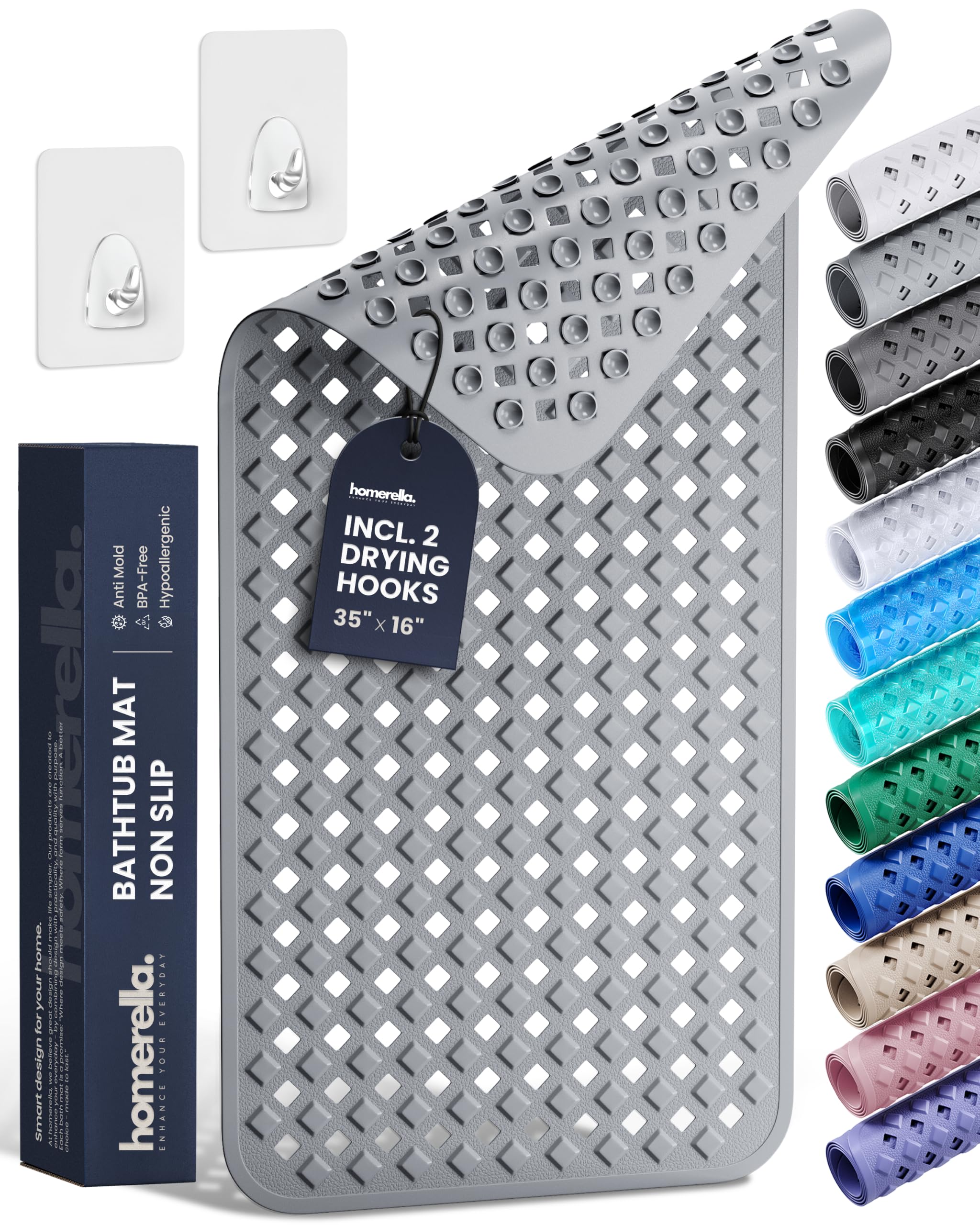 Amazon.com: Bathtub Mat Non Slip 35x16 - homerella® Bath Mat Incl