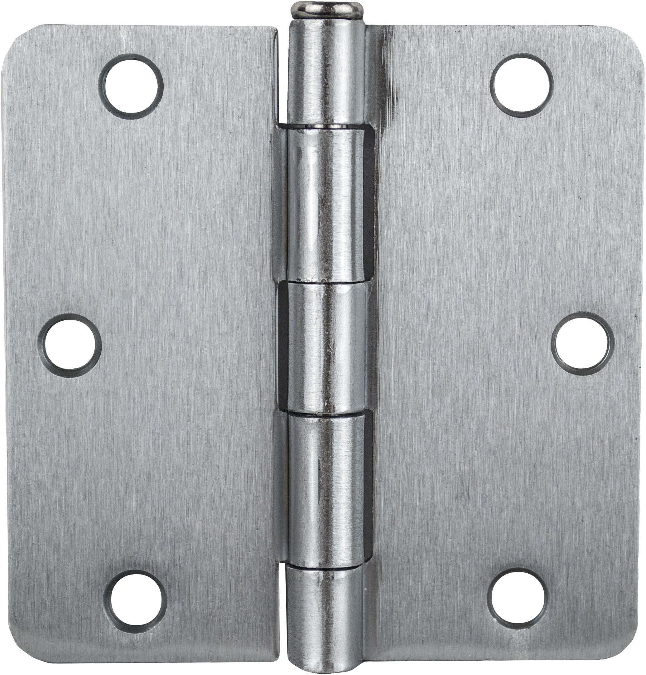 3.5 in. x 3.5 in. Brushed Chrome Plain Bearing Steel Hinge with 1/4 in. Radius - Set of 2