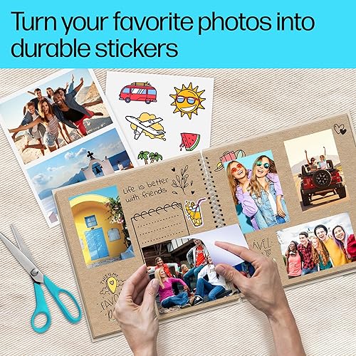 Miniatura 4 de HP Adhesivos fotográficos de 8.5 x 11 pulgadas, 25 hojas autoadhesivas, fácilmente reposicionables, adhesivos fotográficos mate. Imprimir, despegar