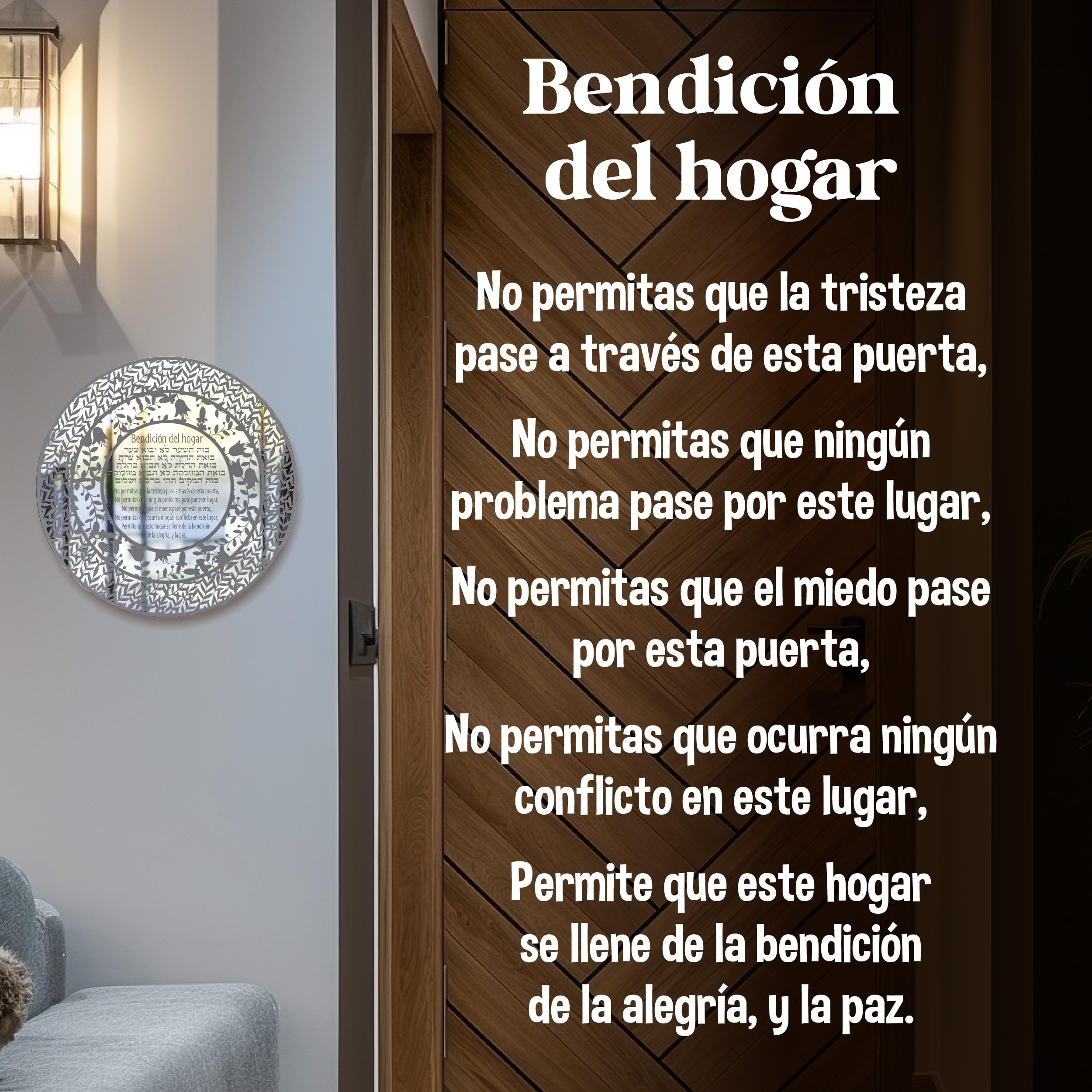 TYLDUM Bendición del hogar judío Bendición del Hogar hecho a mano, regalos judíos grabados hebreos y españoles, regalos Judaica para decoración de pared, plexiglás, fabricado en Canadá por artesanos