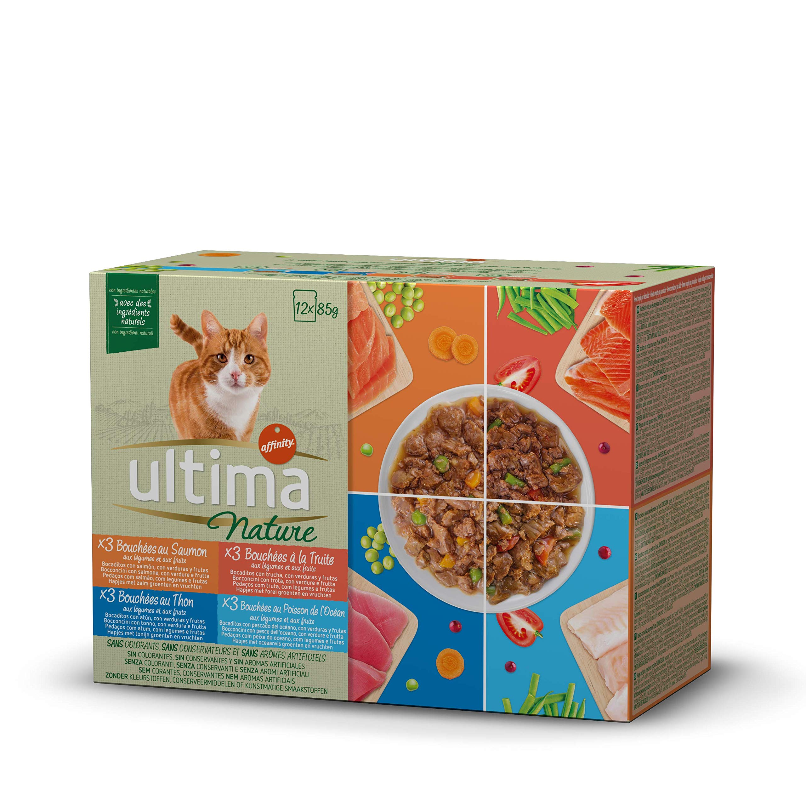 Ultima Nature Comida Húmeda para Gatos con Variedad de Pescados - 12 x 85gr - Total: 1.002gr