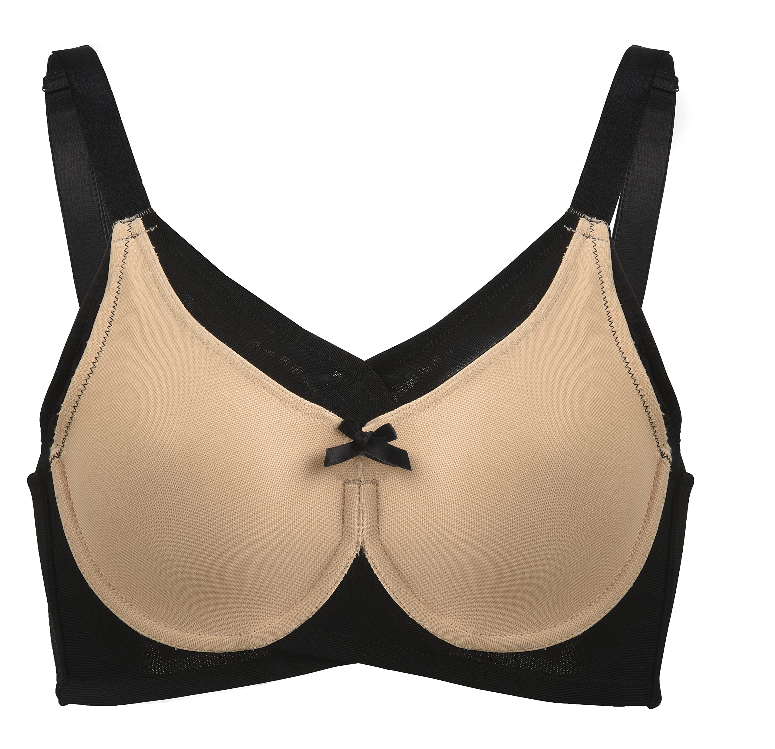 kaye larcky | minimizer bra | full coverage | soft | seamless | black and nude 34j