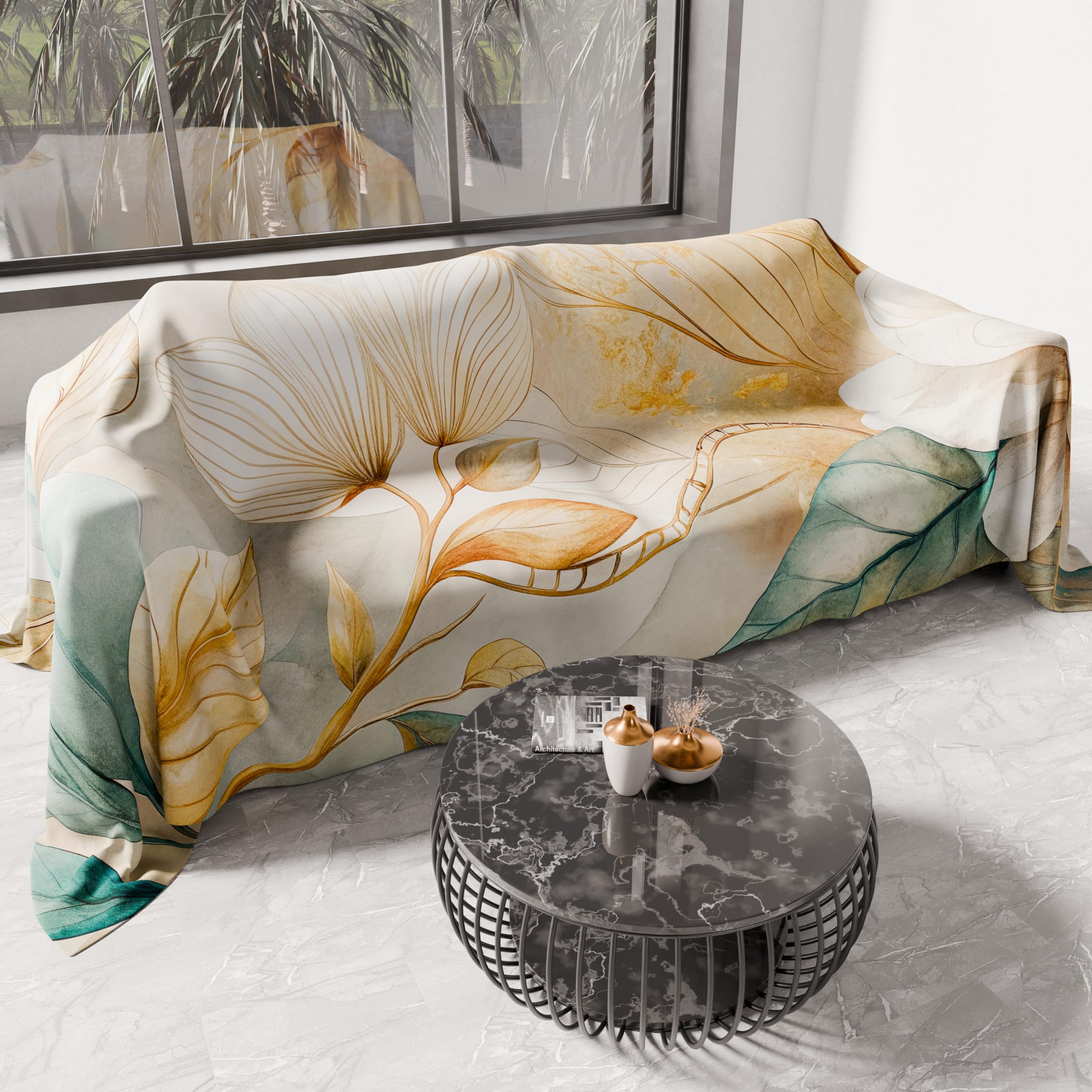 PETTI Artigiani Italiani - Spring Summer Double Bedspread Lightweight Double Bed Sheet 154 Floral 100% Made in Italy
