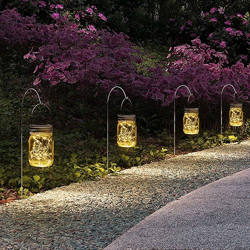 Miniatura 2 de GIGALUMI Luces solares colgantes en tarro de masón, paquete de 6 tiras de 30 luces LED colgantes solares para exteriores, impermeables, perchas y