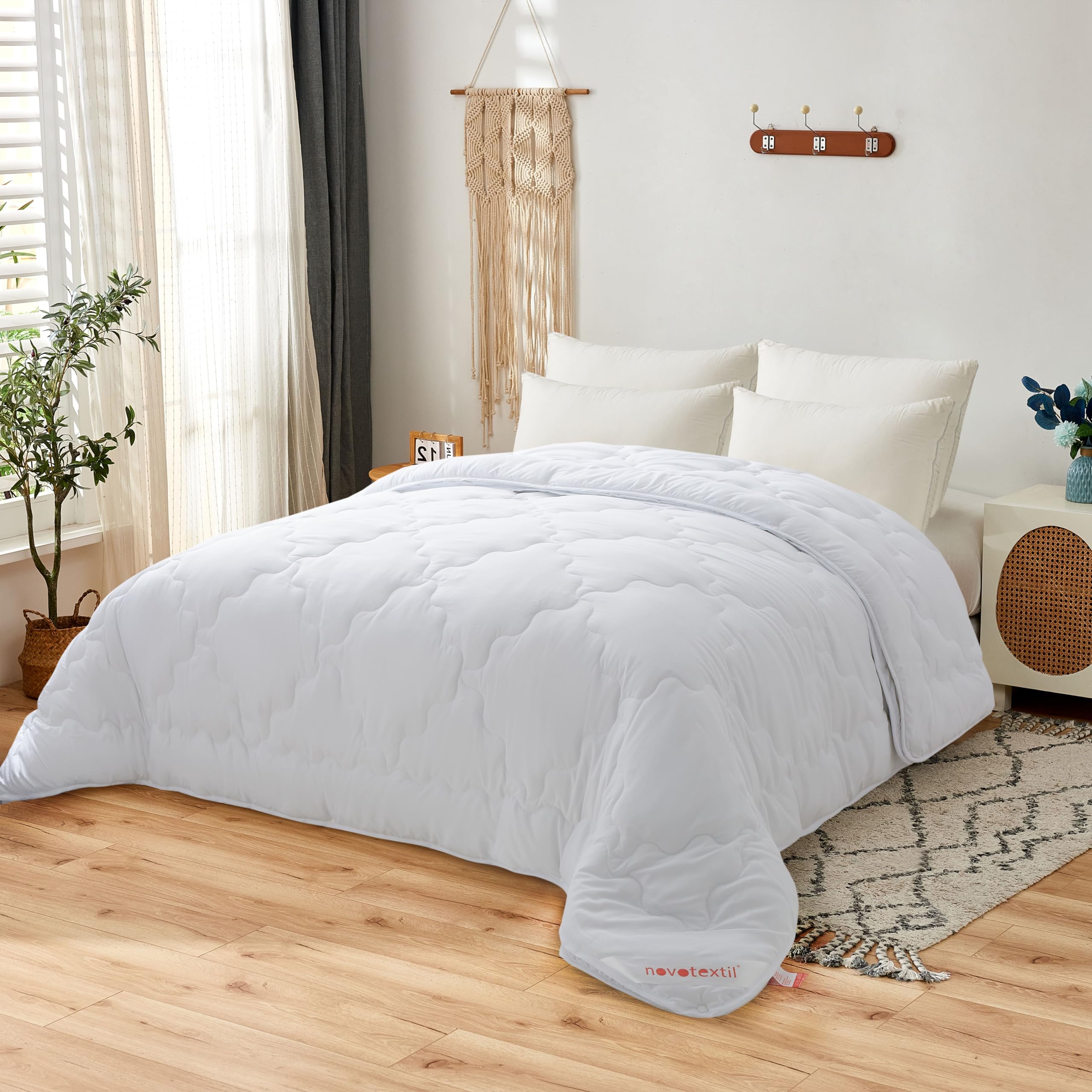 Edredón Relleno Nórdico 4 Estaciones Cama 135 (220x220) - 2 en 1 (150 gr/m2 + 350 gr/m2) - Edredón para Invierno, Verano, Primavera y Otoño, Nórdico de Fibra Suave, Transpirable y Antiácaros