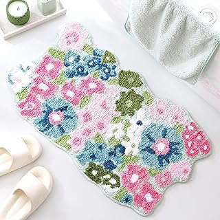 TRUEDAYS Wildflower Floral Bathroom Rug - Cute Tufted Non Slip Soft Flow...