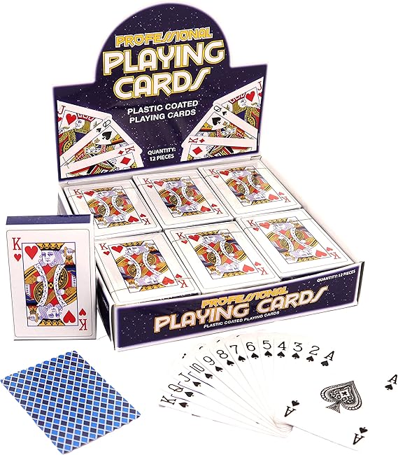 3 X Playing Cards 300002 Pack of 12 Playing Cards. Display Stand