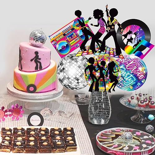 Miniatura 7 de 26 piezas de centro de mesa de fiesta de discoteca de los años 70, decoración de fiesta de discoteca de los años 70, decoración retro de la mesa de