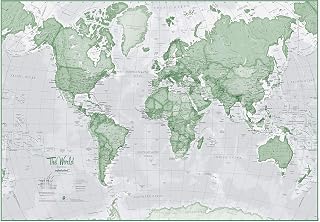 Maps International Small The World is Art Wall Map - Green - Paper - 24 x 18