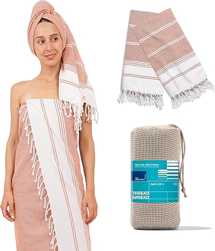 Vista 70 de THREAD SPREAD Paquete de 2 toallas de playa de algodón turco, 39 x 71 pulgadas, de secado rápido, sin arena, para adultos, de gran tamaño, ligeras