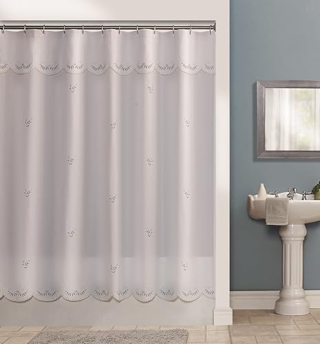 Today's Curtain, Forget-Me-Not Shower Curtain, White/Blue, 70" W x 72" L, with Valance