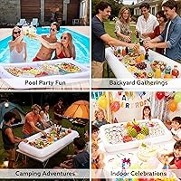 Vista 4 de JOYIN Paquete de 3 barras inflables para servir – Enfriador inflable para bufé de hielo, bandejas para servir ensaladas con tapón de drenaje