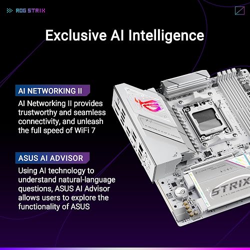 ASUS ROG Strix B850-G Gaming WiFi AMD AM5 B850 mATX, Advanced AI PC Ready, 14+2+1 Power Stages, DDR5, 4 M.2 Slots, PCIe 5.0 Ready, WiFi 7, 2.5G LAN, USB 20Gbps Type-C, AI Advisor - 2