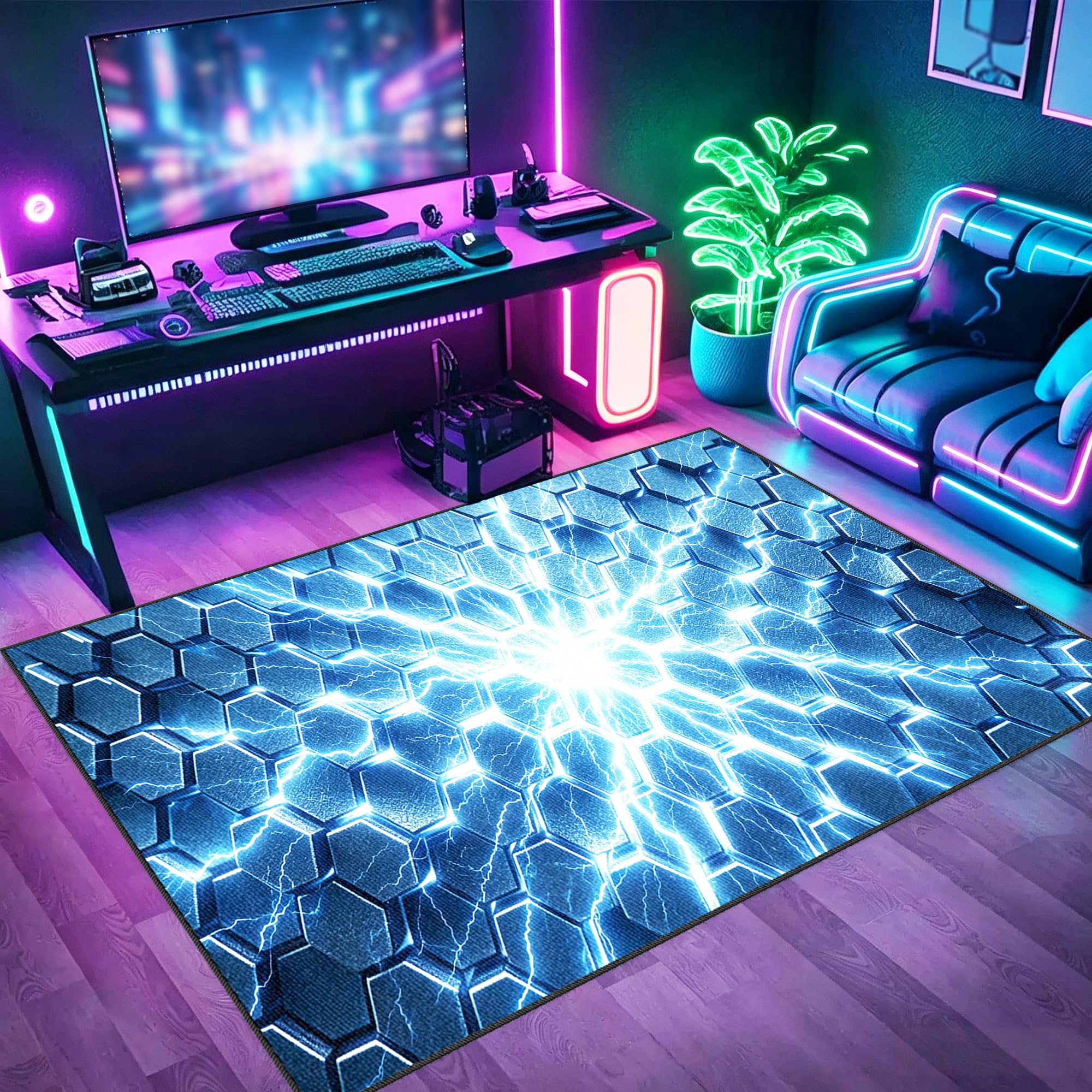 Tapis de sol esports coloré pour décorer une chambre de garçon style gaming