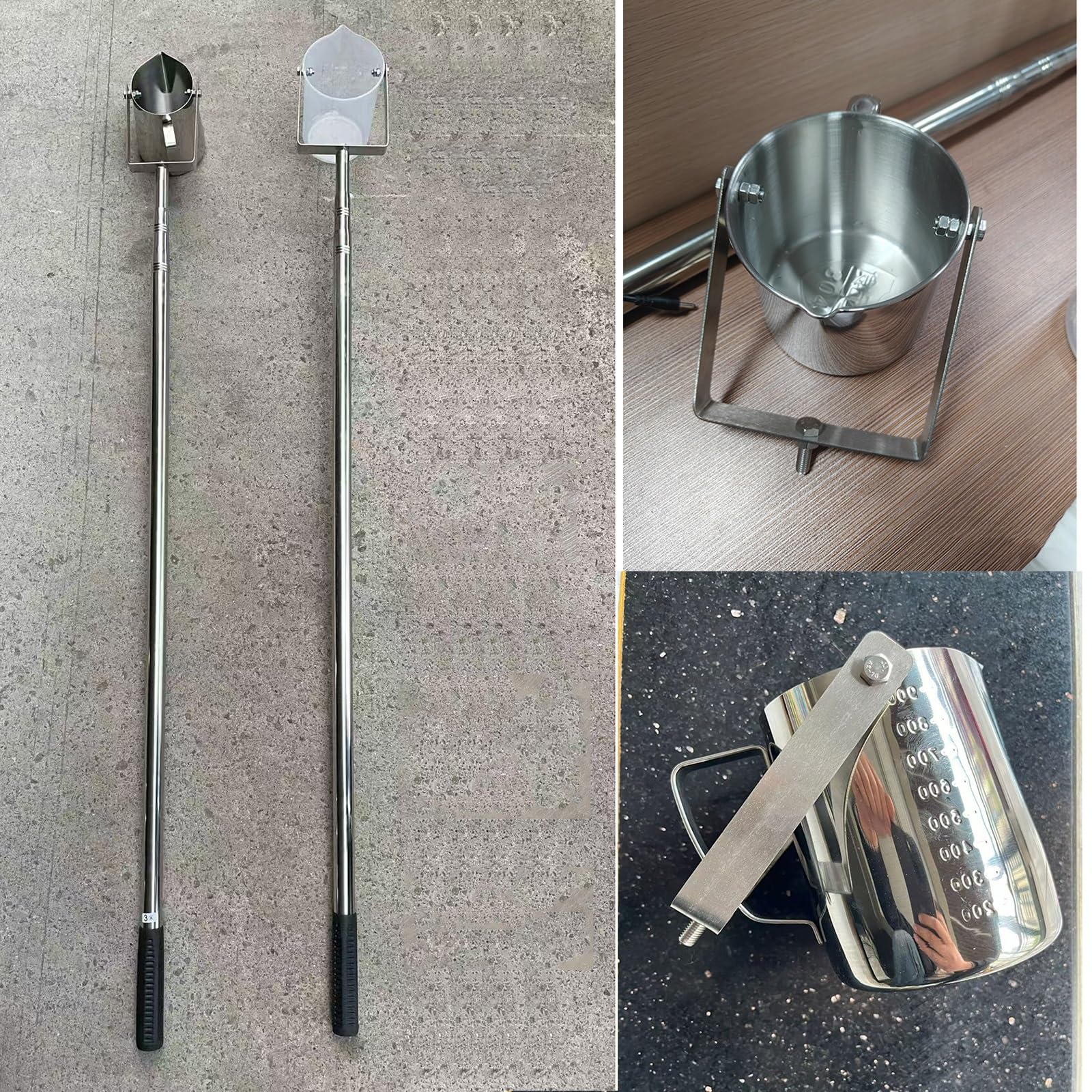 Dispositivo De Toma De Muestras Líquidas Con Pértiga Extensible | Vaso medidor de plástico o acero inoxidable, Muestras De Calida para lagos, ríos y pozos(Metal 1000ml,2.0m/6.6ft)