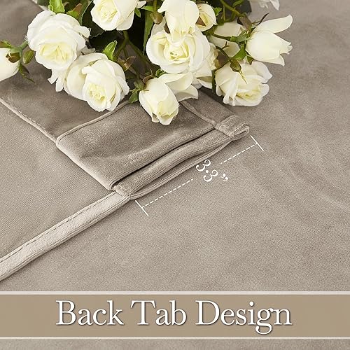 Miniatura 4 de RYB HOME Cortinas de terciopelo elegante para oscurecer la habitación, cortinas térmicas para sala de estar, dormitorio, comedor, beige camello, 52