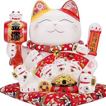 Amazon.com: Large Ceramic Maneki Neko Beckoning Lucky Money Cat