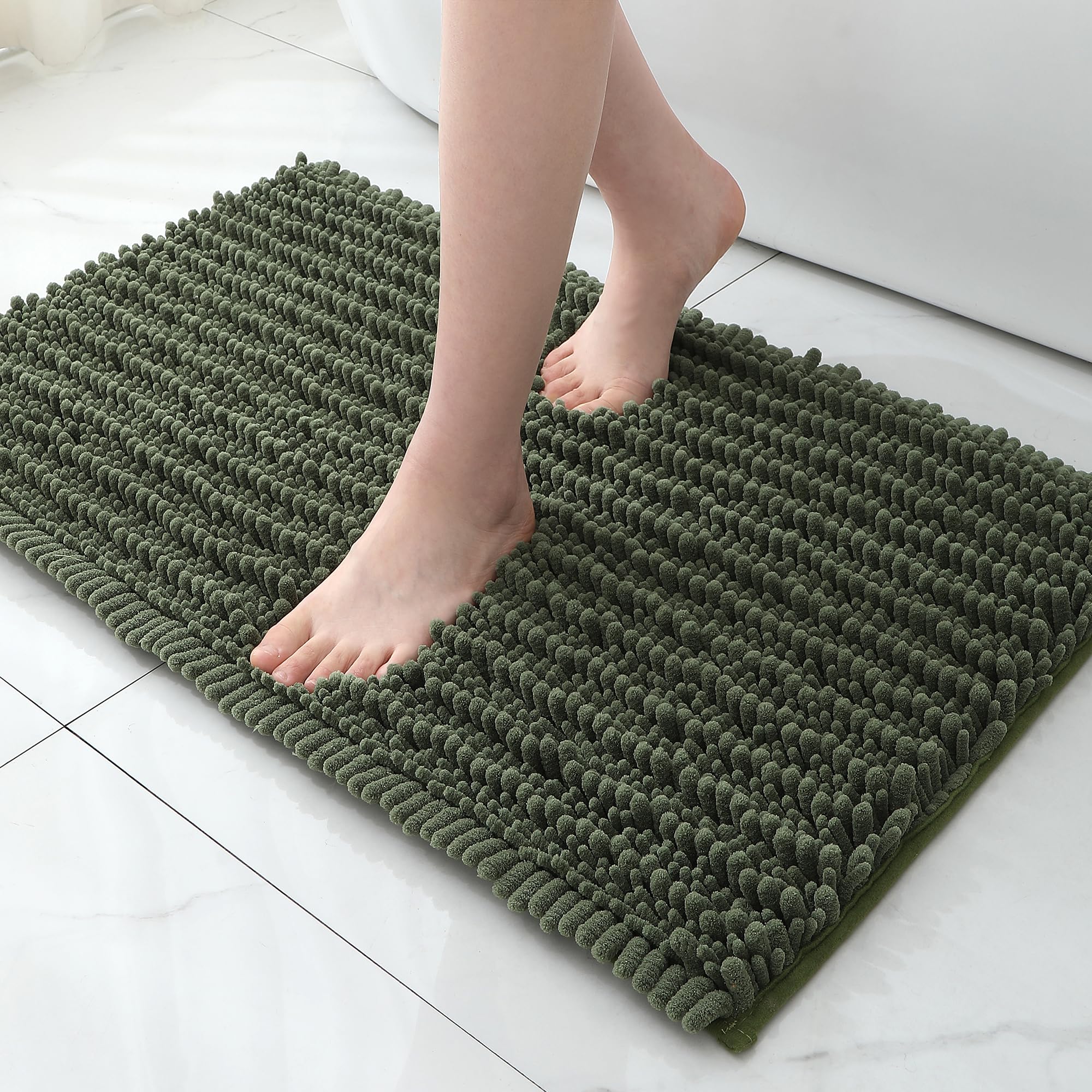 Tapis de douche absorbant FLOLEOPA en peluche douce antidérapante
