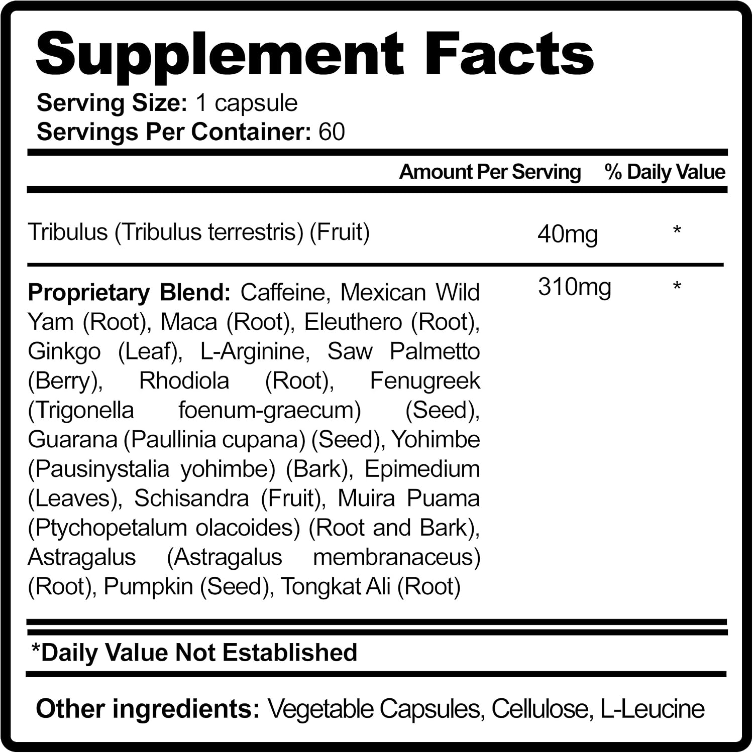 Testrex Testosterone Booster. #1 Formula: Tribulus Terrestris, Yohimbe, Maca. Performance, Size, Stamina & Vitality.