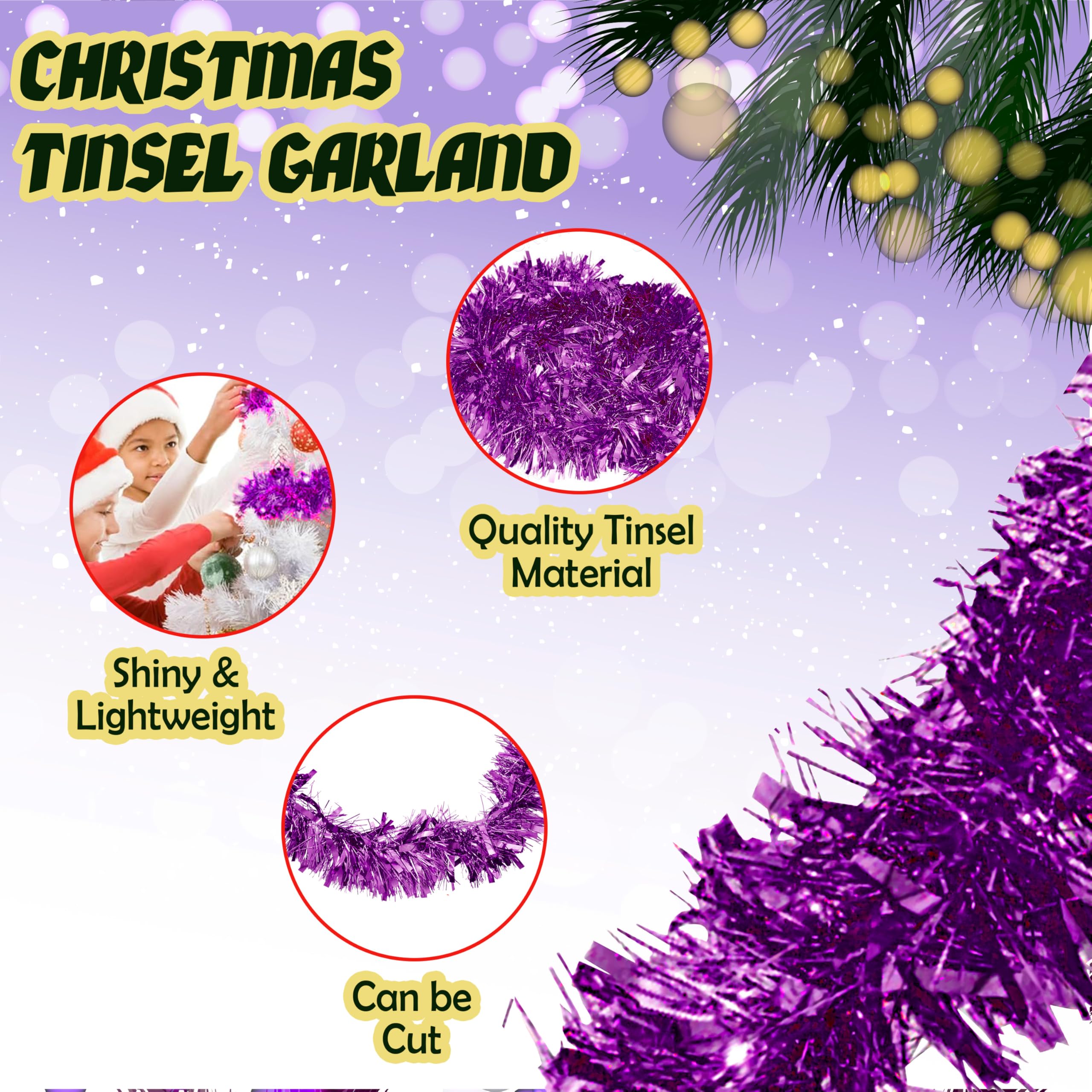 Ghirlanda di orpelli di natale ornamenti di ghirlande appese lucide 5 metri per fornure per feste di alberi di natale decorazione per interni ed esterni  15