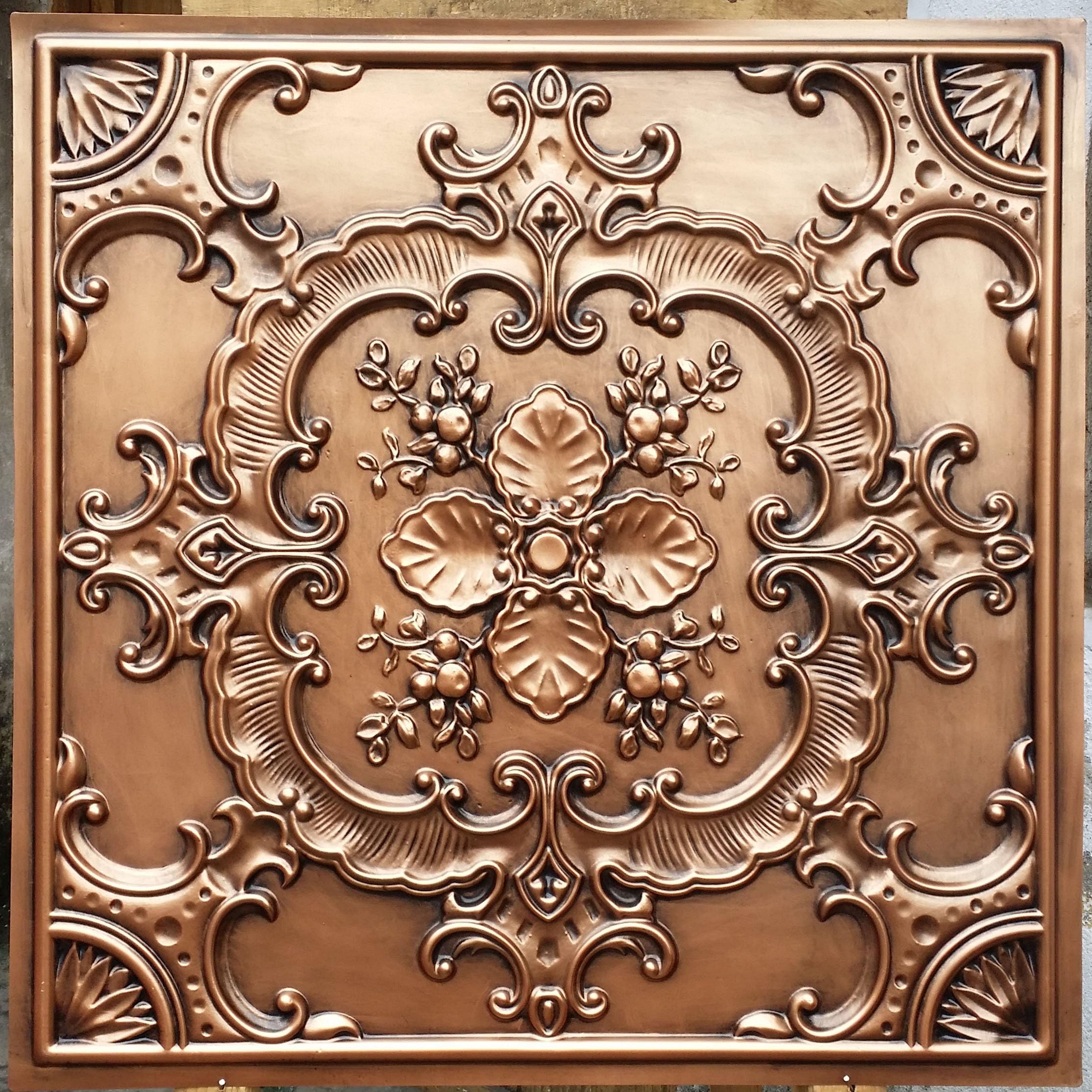 PL19 Faux tin 3D Ceiling Tiles Antique Copper Embossing photosgraphie Background Decoration Wall Panels 10pieces/lot