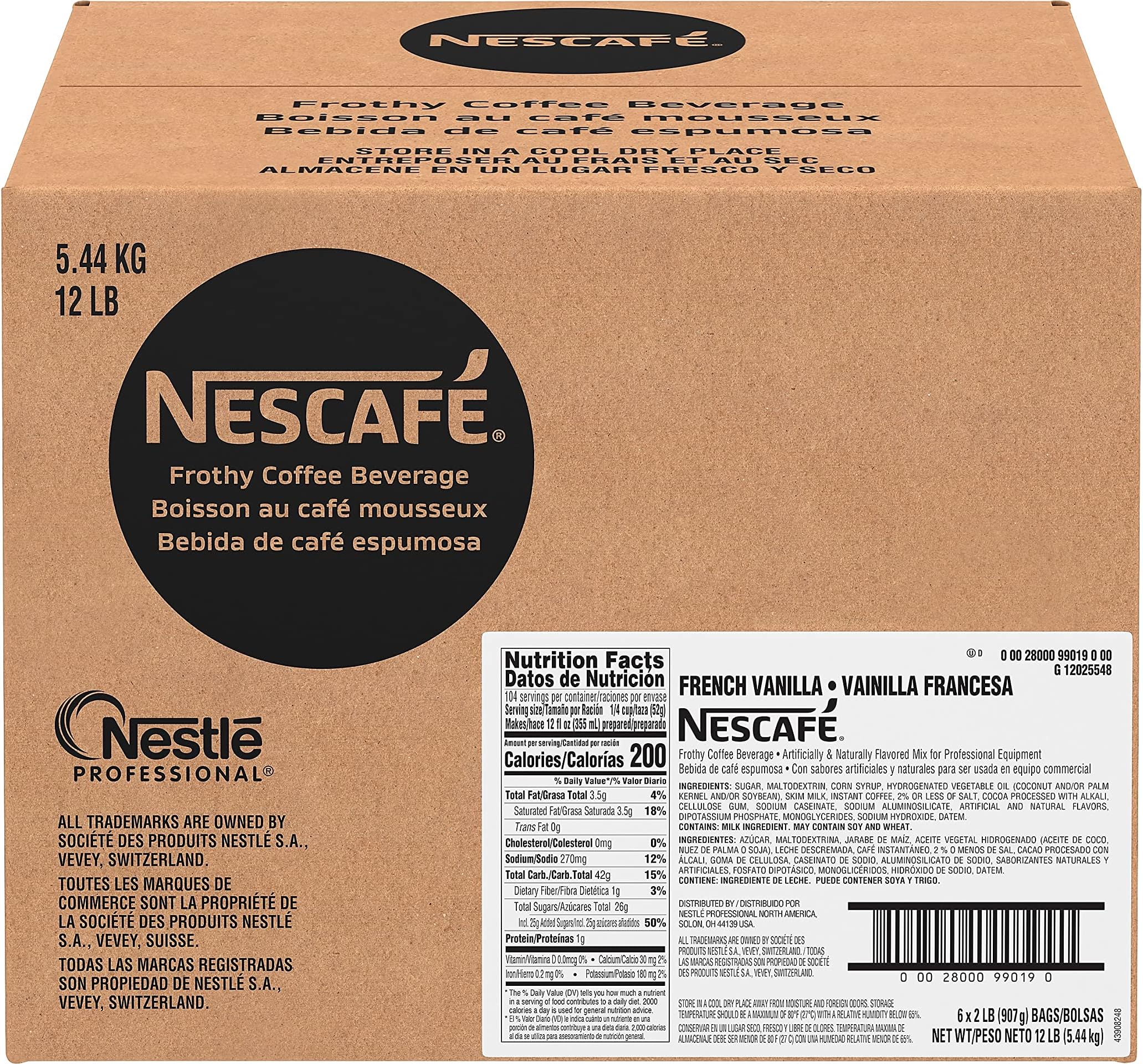Nescafé Coffee, French Vanilla Cappuccino Mix, 32-Ounce Bags (Pack of 6)