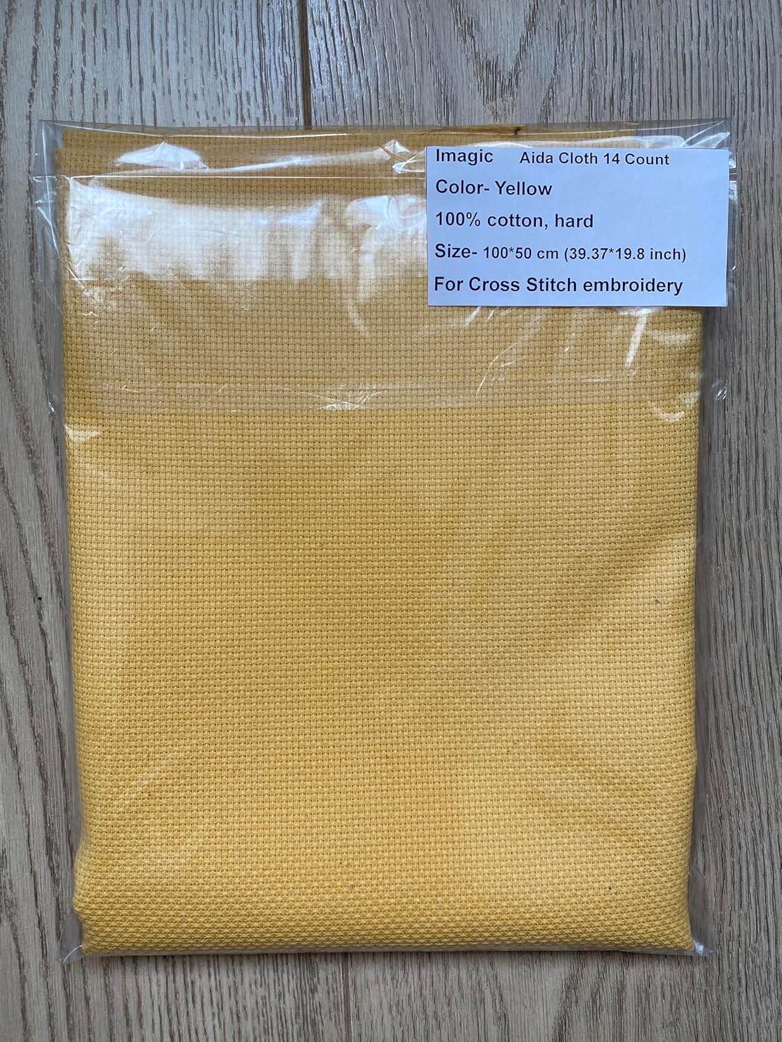 14 Count Classic White/Black/Yellow Aida Cloth, Fabric for Cross Stitch, 39 by 20-Inch Big Size 100x50 cm (Black)