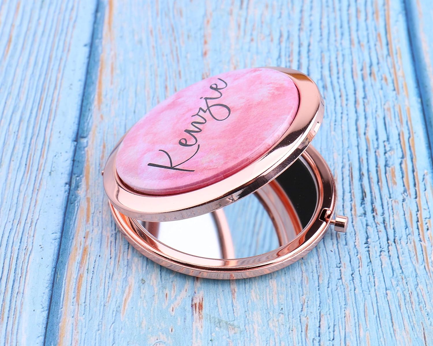 Set of 5-10, Bulk Watercolor Compact Mirrors with Your Text Logo Travel Pocket Mirrors Wedding Bridesmaid Gustomer SPA Gifts