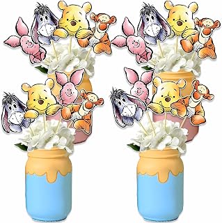 16Pcs Classic Winnie Table Centerpieces Baby Shower Decorations Centerpiece Sticks Oh Baby Centerpieces Tables Toppers for Boys Kids Party Supplies