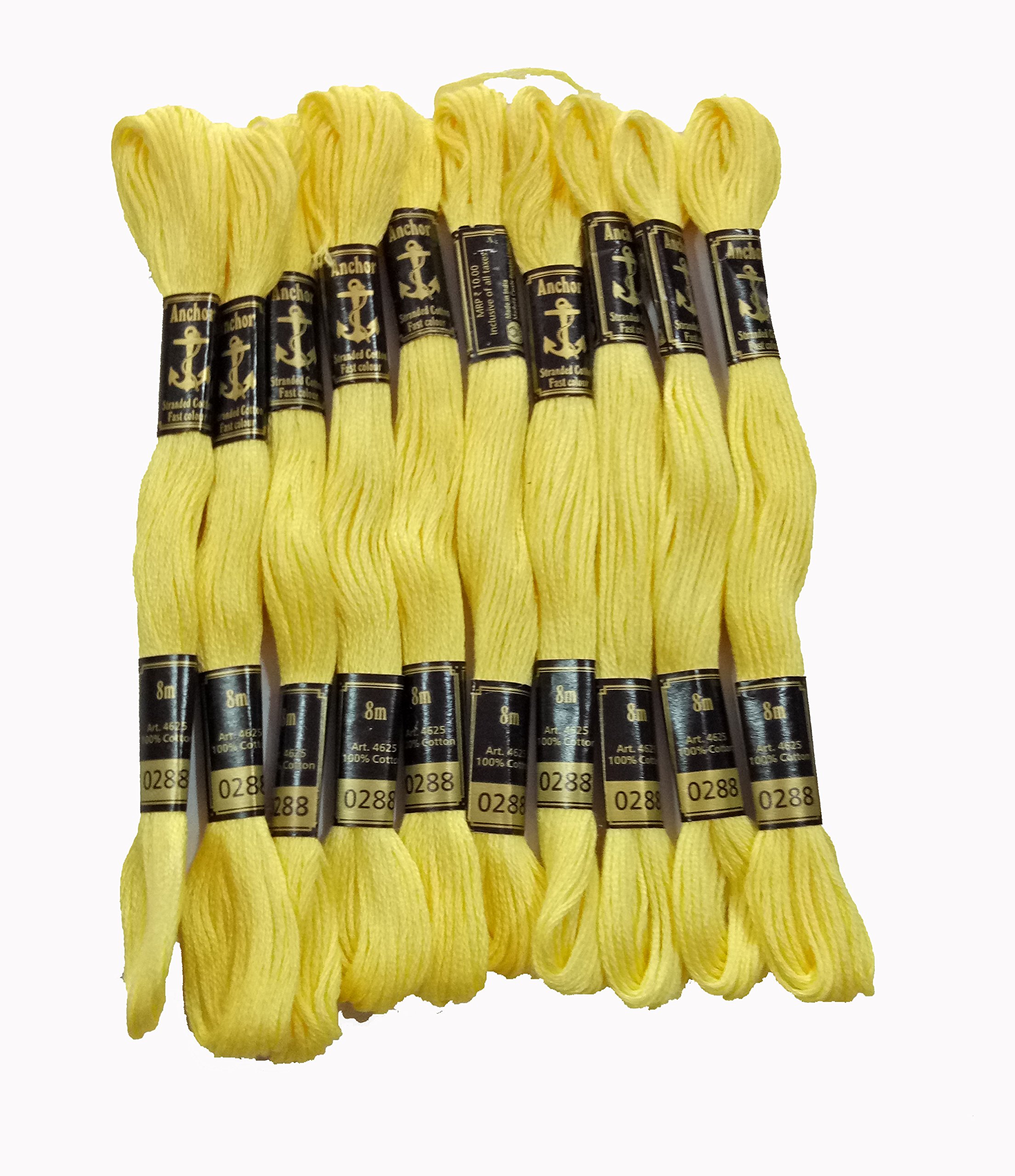 Anchor Embroidery Threads Cross Stitch/Long Stitch Cotton Threads,(Yellow_0288), Pack of 10-picture-30