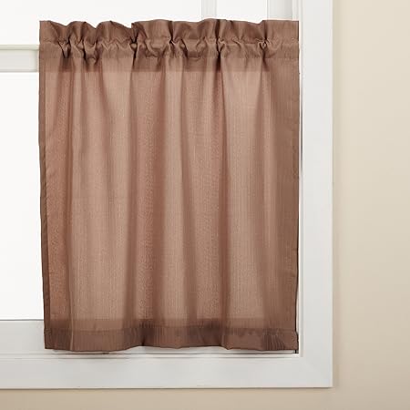 LORRAINE HOME FASHIONS Ribcord Window Curtain Tier, 54 x 24, Taupe