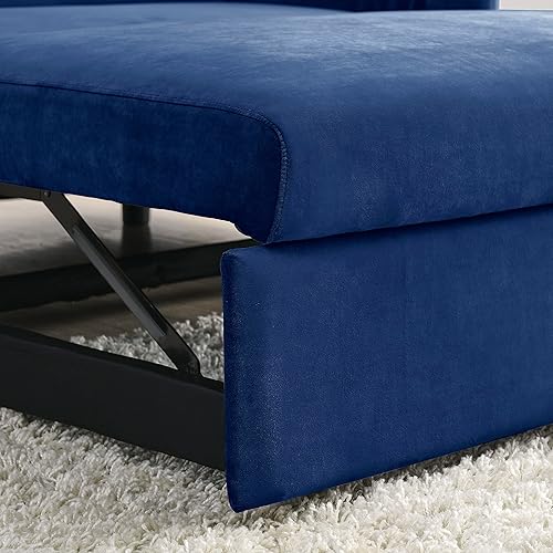 Miniatura 6 de Holaki Sofá cama convertible de terciopelo de 55 pulgadas, moderno sofá cama extraíble con respaldo ajustable, reposabrazos de diseño de cuadrícula