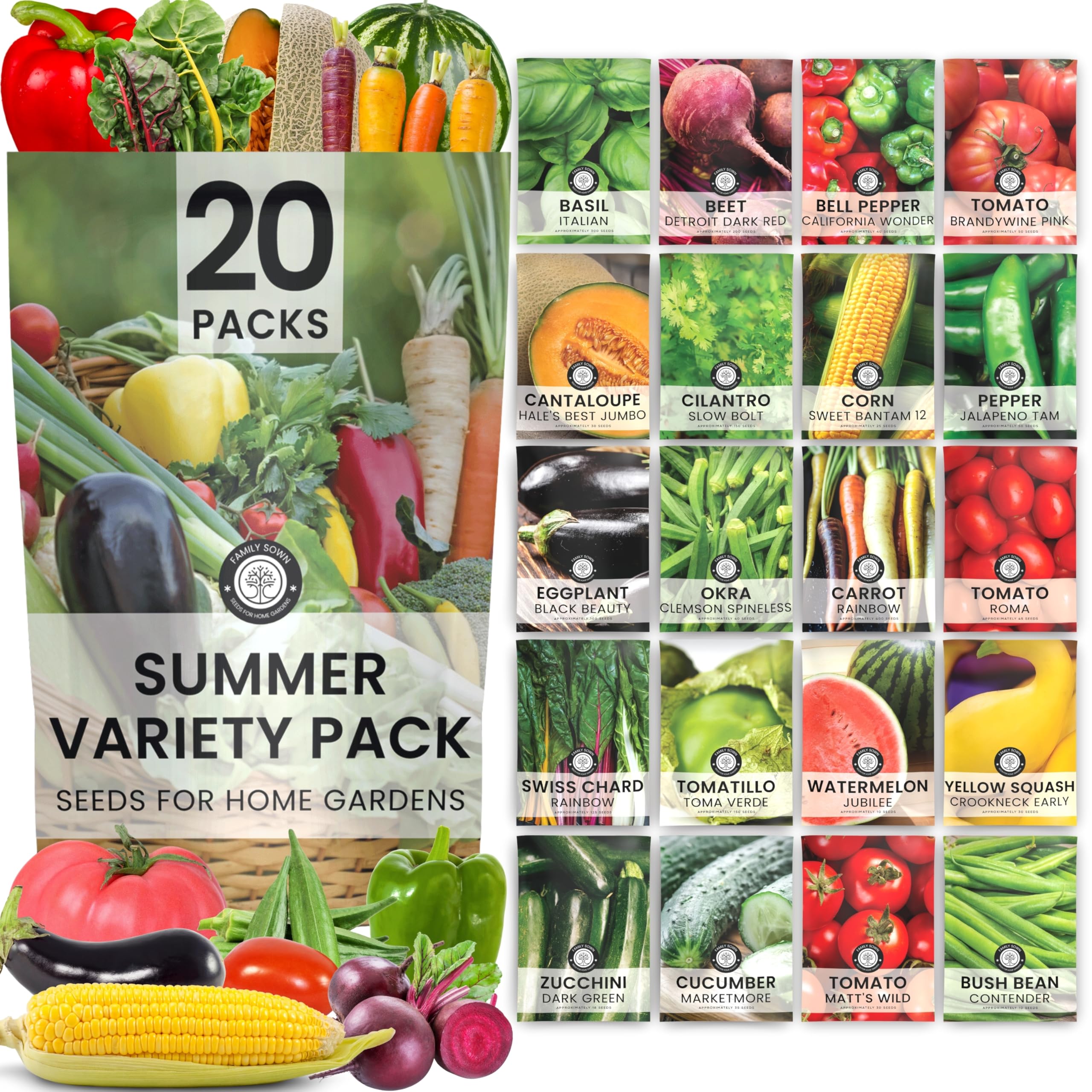 Family Sown Summer Garden Seeds 20-Pack