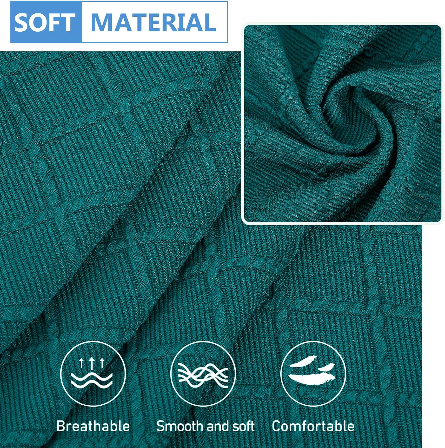 hyha Outdoor Couch Cushion Covers, Sectional Couch Sofa Covers Washable, Jacquard Diamond Lattice, Stretch Sofa Seat Cushion Cover for Indoor/Outdoor Patio Furniture (2 Pieces, Teal)