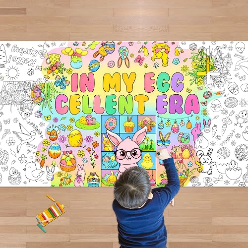 OHOME Easter Crafts for Kids - Easter Giant Coloring Poster/Tablecloth
