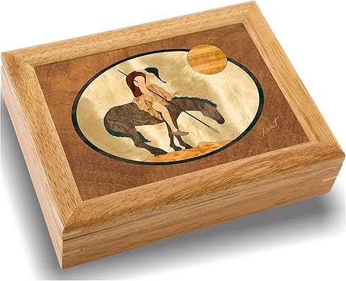 Miniatura 1 de Caja de joyería y regalo de madera india americana, hecha a mano en Estados Unidos, calidad inigualable, única, no hay dos iguales, obra original de