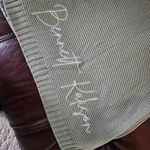 Miniatura 2 de Nombre bordado personalizado de lujo, manta de bebé de punto de algodón suave, regalos personalizados de manta de punto para bebé, regalo de bebé