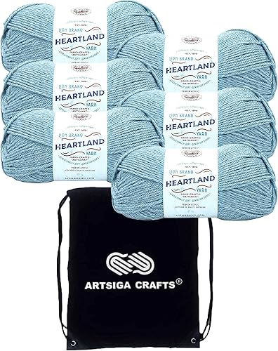 Lion Brand Heartland - Ovillo de hilo para tejer de ganchillo 100% acrílico 100% acrílico con 1 bolsa Artsiga para manualidades
