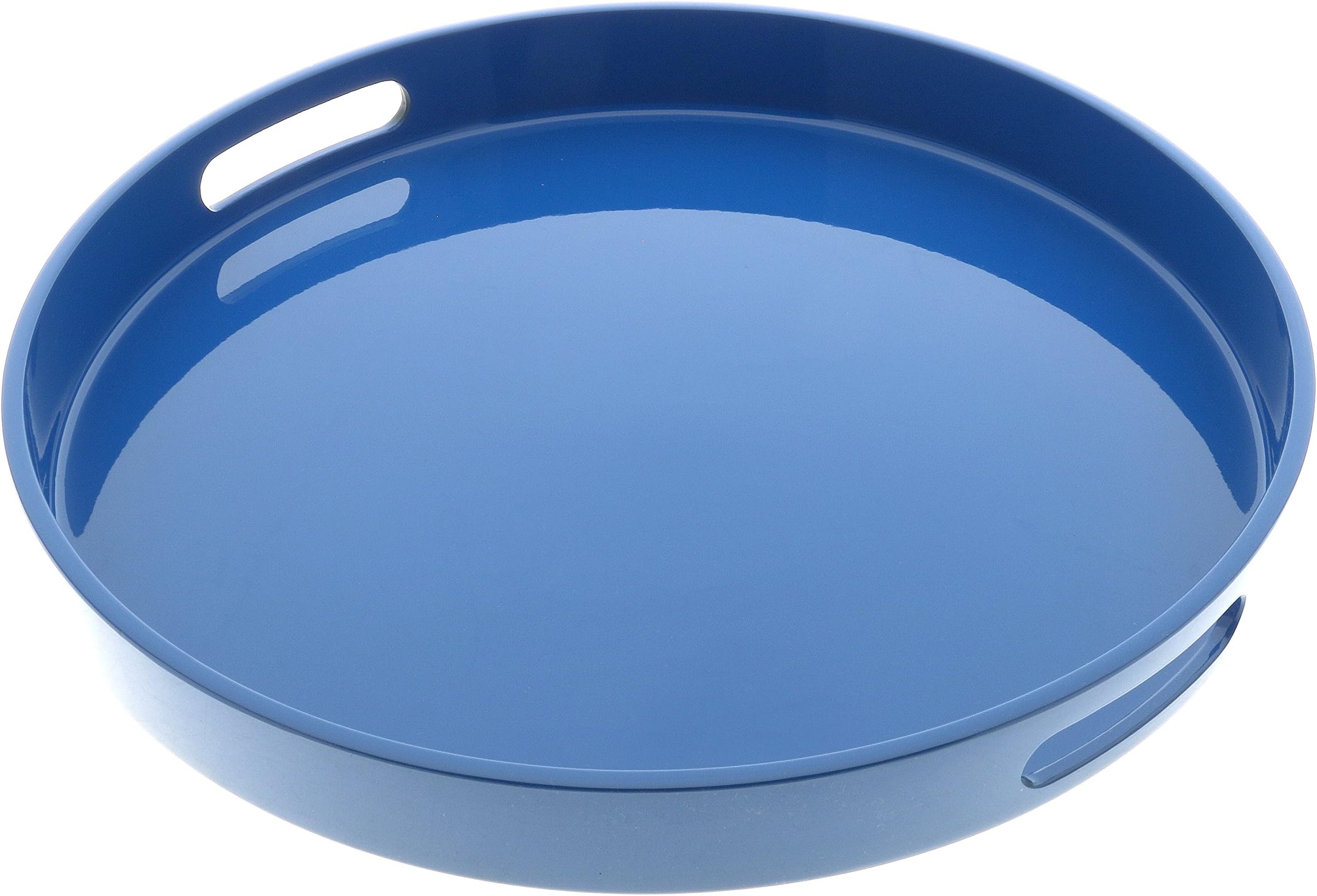 Kotobuki Round Gloss Lacquer Serving Tray, 13-1/2", Blue