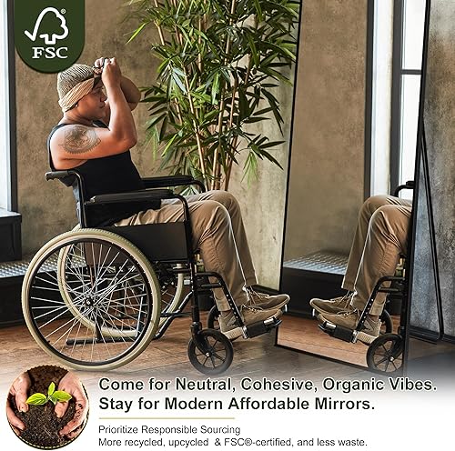 Vista 99 de NicBex - Espejo arqueado, de cuerpo entero, 64 x 24 pulgadas, con marco de aleación de aluminio, soporte, negro, se puede colocar de pie, apoyar