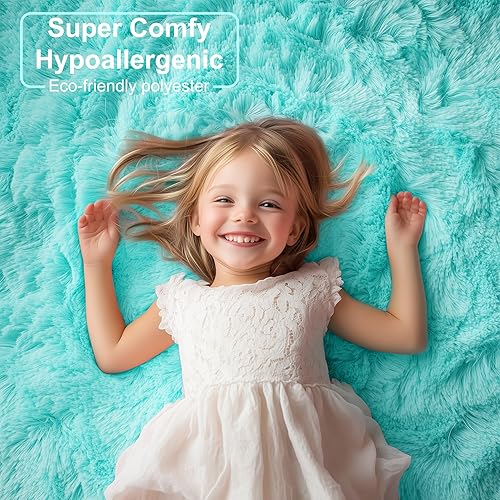 Miniatura 10 de PAGISOFE Alfombra redonda verde oscuro de 4 x 4 para dormitorio de niños, alfombras circulares suaves y esponjosas para niños y adolescentes,