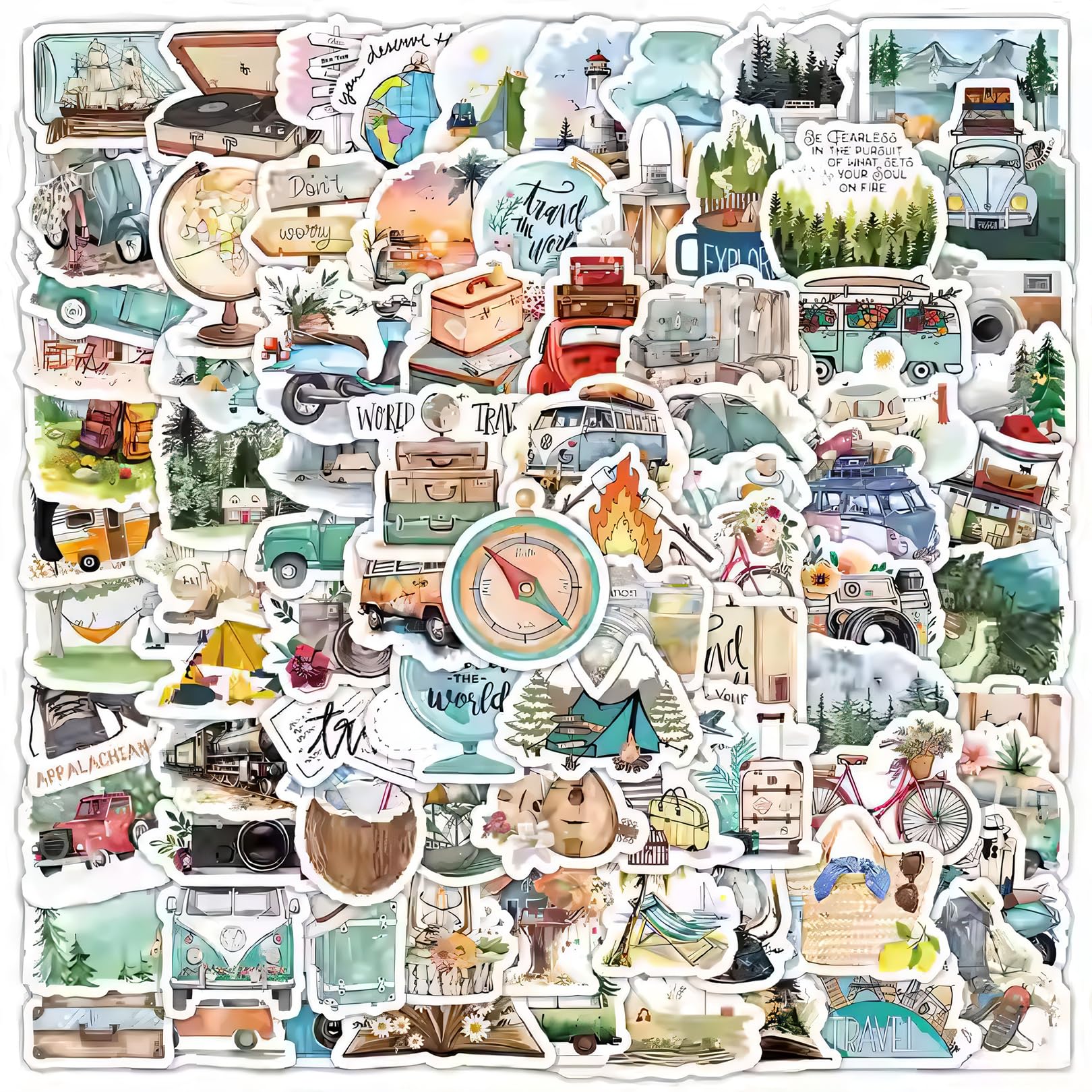 100 Adesivi Viaggio Rosa Impermeabili, 50 Motivi A Tema Outdoor E Foto, Per Scrapbook, Laptop, Valigie E Bici, Regalo Creativo Per Donne