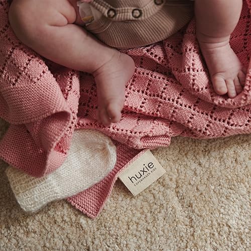 Miniatura 4 de Huxie Dinamarca - Mantas de punto para bebé, suaves y acogedoras, 100% algodón orgánico, para niños y niñas, ideal para cochecito y cuna, 30 x 40