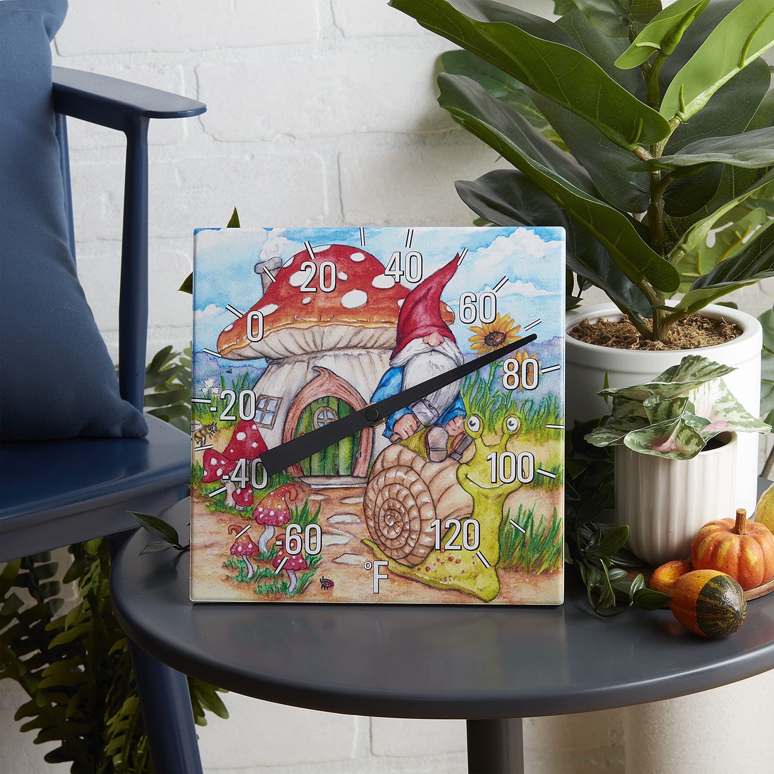 Taylor Termometro da tavolo, 20,3 cm, multicolore, acquerello-gnomo giardino, 20,3 cm