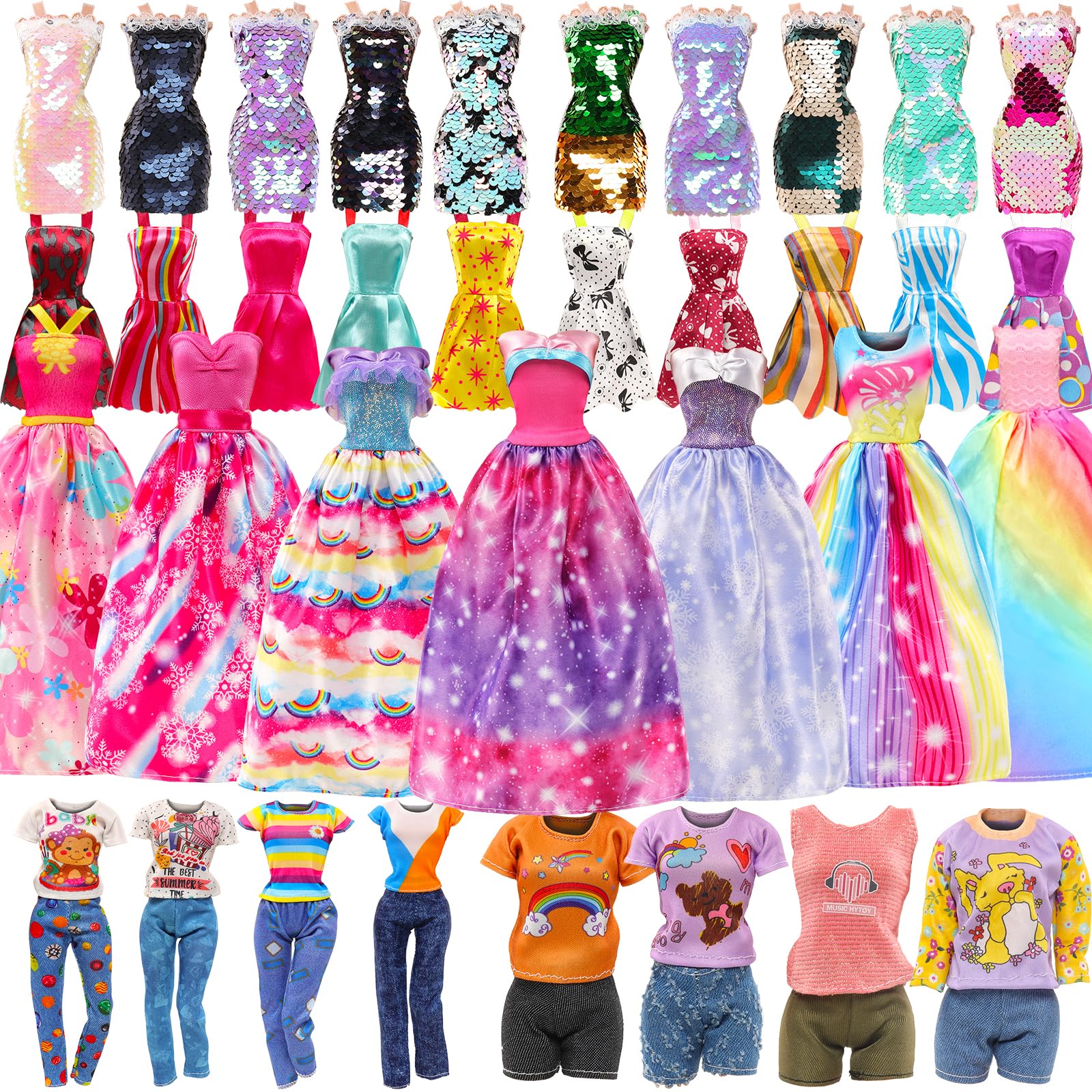 Festfun 15 Doll Clothes 9 Fashion Dresses 3 Tops 3 Pants Outfits for 11.5 inch Doll Girl Gift