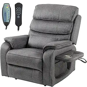Power Lift Recliner Chair for Adults Elderly Lay Flat Velvet Recliners with Massage Heating, Extended Footrest, Wireless Charging Device, USB Ports, Cup Holder, Lumbar Pillow