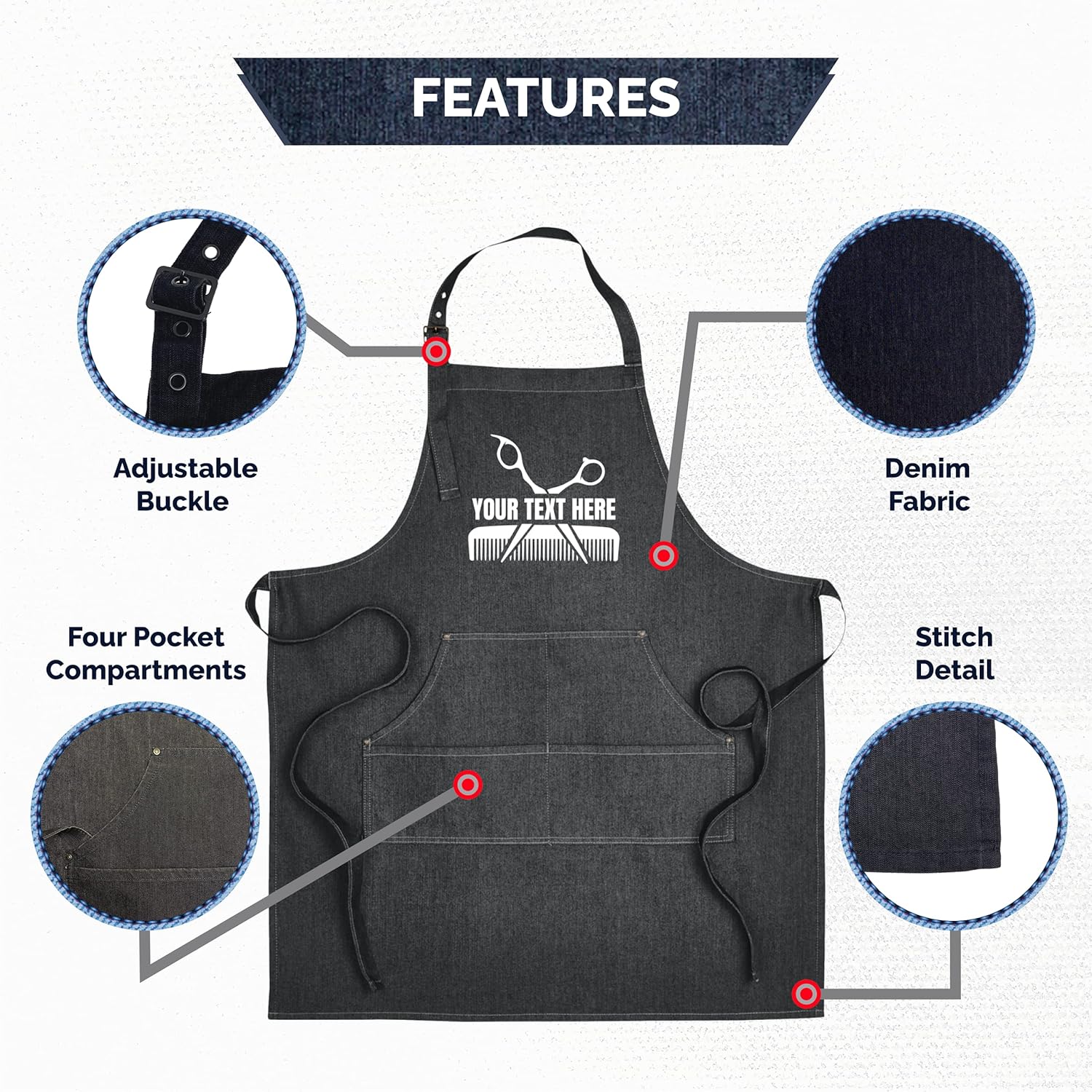 Hair Stylist Apron — Custom Denim Barber Aprons with Pockets