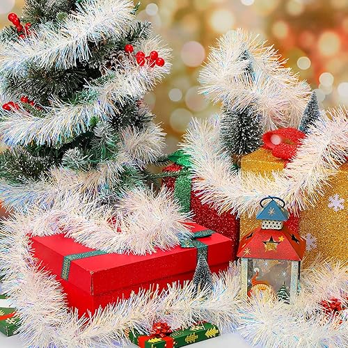 Miniatura 9 de Poen 100 pies de guirnalda de oropel de Navidad para árbol de Navidad, decoraciones metálicas de oropel, guirnalda gruesa de torsión de Navidad,
